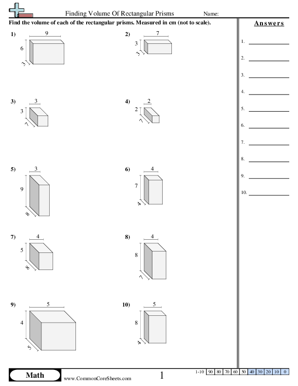 5.md.5b Worksheets - Finding Volume of Rectangular Prisms worksheet